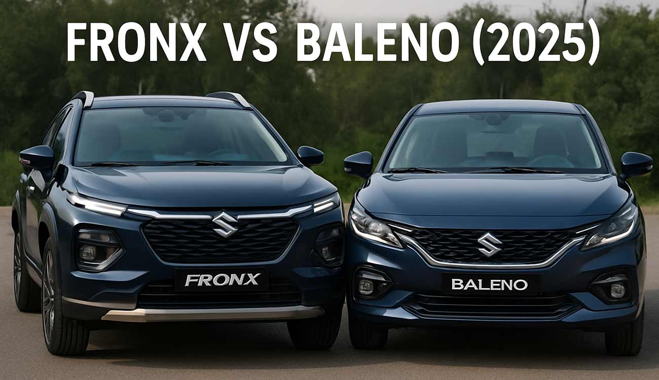 Maruti Suzuki Fronx vs Baleno (2025): Sales, Features, Mileage & Pricing
